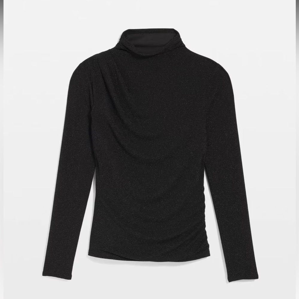 White House Black Market  Stretch Metallic Long-Sleeve Top